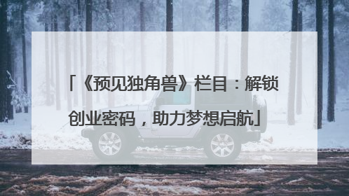 《预见独角兽》栏目：解锁创业密码，助力梦想启航
