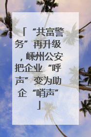 “共富警务”再升级，嵊州公安把企业“呼声”变为助企“哨声”