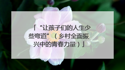 “让孩子们的人生少些弯道”（乡村全面振兴中的青春力量）