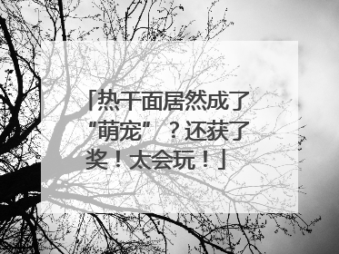 热干面居然成了“萌宠”？还获了奖！太会玩！