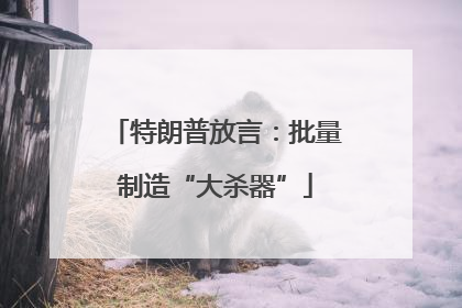 特朗普放言：批量制造“大杀器”