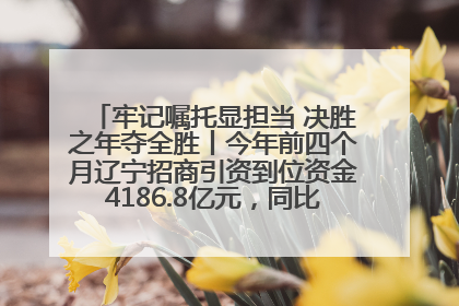 牢记嘱托显担当 决胜之年夺全胜丨今年前四个月辽宁招商引资到位资金4186.8亿元，同比增长17.4%
