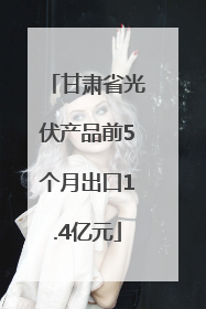 甘肃省光伏产品前5个月出口1.4亿元