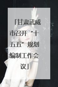 甘肃武威市召开“十五五”规划编制工作会议