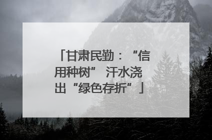 甘肃民勤：“信用种树” 汗水浇出“绿色存折”
