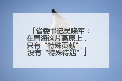 省委书记吴晓军：在青海这片高原上，只有“特殊贡献”，没有“特殊待遇”