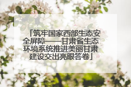 筑牢国家西部生态安全屏障——甘肃省生态环境系统推进美丽甘肃建设交出亮眼答卷