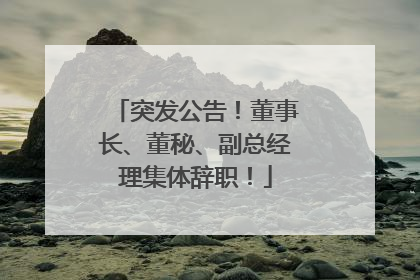 突发公告！董事长、董秘、副总经理集体辞职！