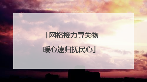 网格接力寻失物 暖心速归抚民心