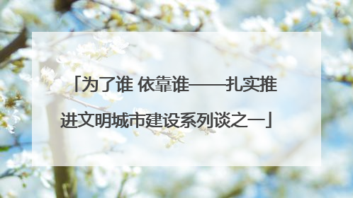 为了谁 依靠谁——扎实推进文明城市建设系列谈之一
