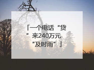 一个电话“贷”来240万元“及时雨”