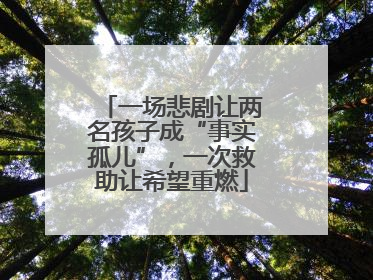 一场悲剧让两名孩子成“事实孤儿”，一次救助让希望重燃