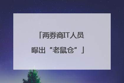 两券商IT人员曝出“老鼠仓”