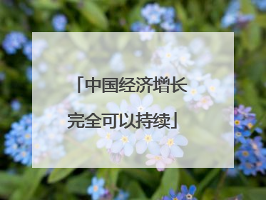 中国经济增长完全可以持续