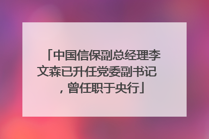 中国信保副总经理李文森已升任党委副书记，曾任职于央行