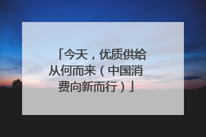今天，优质供给从何而来（中国消费向新而行）
