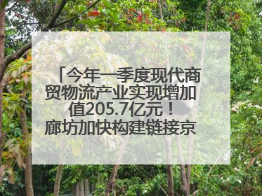 今年一季度现代商贸物流产业实现增加值205.7亿元！廊坊加快构建链接京津冀面向全世界的物流通道