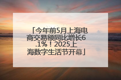 今年前5月上海电商交易额同比增长6.1%！2025上海数字生活节开幕