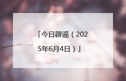 今日辟谣（2025年6月4日）