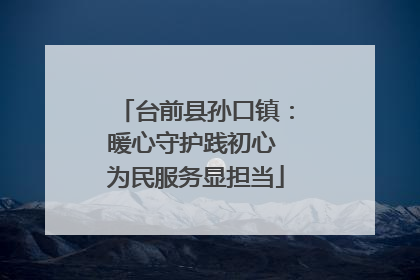 台前县孙口镇：暖心守护践初心 为民服务显担当