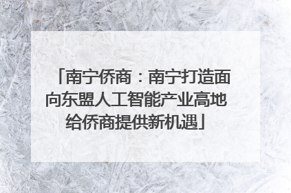南宁侨商：南宁打造面向东盟人工智能产业高地给侨商提供新机遇
