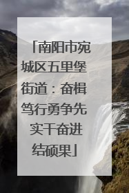 南阳市宛城区五里堡街道：奋楫笃行勇争先 实干奋进结硕果