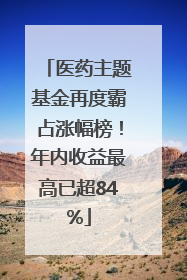 医药主题基金再度霸占涨幅榜！年内收益最高已超84%