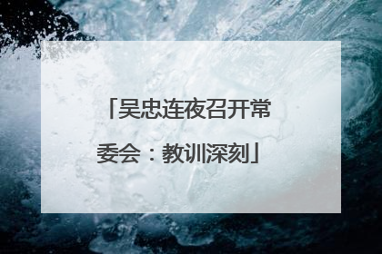 吴忠连夜召开常委会：教训深刻
