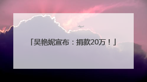 吴艳妮宣布：捐款20万！