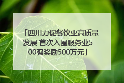 四川力促餐饮业高质量发展 首次入围服务业500强奖励500万元