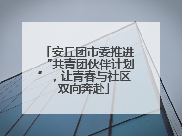 安丘团市委推进“共青团伙伴计划”，让青春与社区双向奔赴