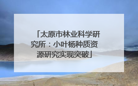 太原市林业科学研究所：小叶杨种质资源研究实现突破
