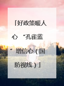 好政策暖人心 “孔雀蓝”增信心（国防视线）