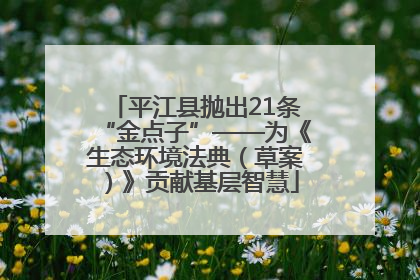 平江县抛出21条“金点子”——为《生态环境法典（草案）》贡献基层智慧