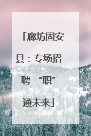 廊坊固安县：专场招聘 “职”通未来