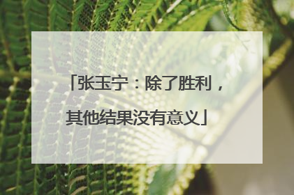 张玉宁：除了胜利，其他结果没有意义