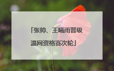 张帅、王曦雨晋级温网资格赛次轮
