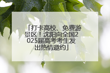 打卡高校、免费游景区！沈阳向全国2025届高考考生发出热情邀约