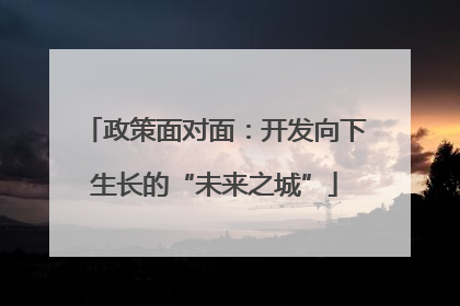 政策面对面：开发向下生长的“未来之城”