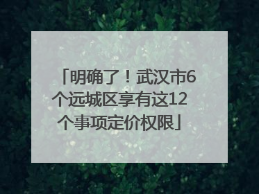 明确了！武汉市6个远城区享有这12个事项定价权限
