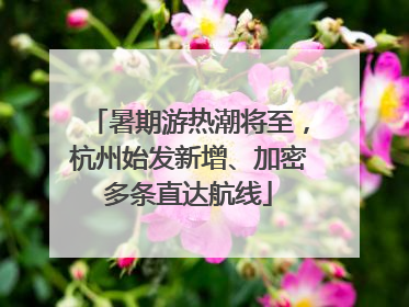 暑期游热潮将至，杭州始发新增、加密多条直达航线