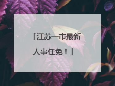 江苏一市最新人事任免！