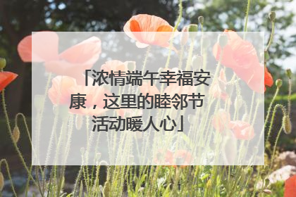 浓情端午幸福安康，这里的睦邻节活动暖人心
