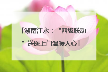 湖南江永：“四级联动”送医上门温暖人心