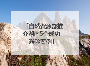 自然资源部推介湖南5个成功避险案例