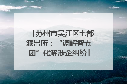 苏州市吴江区七都派出所：“调解智囊团”化解涉企纠纷