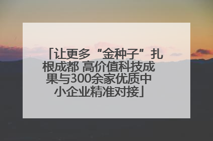 让更多“金种子”扎根成都 高价值科技成果与300余家优质中小企业精准对接
