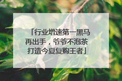 行业增速第一黑马再出手，爷爷不泡茶打造今夏复购王者