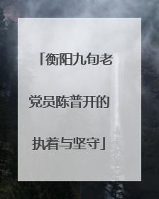 衡阳九旬老党员陈普开的执着与坚守