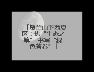 贺兰山下西夏区：执“生态之笔” 书写“绿色答卷”